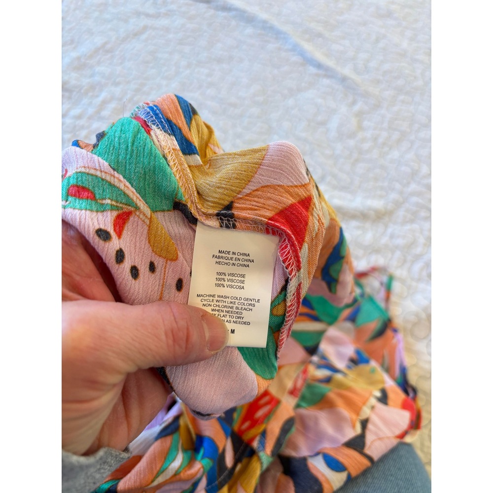 O'Neill Simone Tropical Floral Mini Dress‎ Women's Medium Multicolor V-Neck - Picture 6 of 6